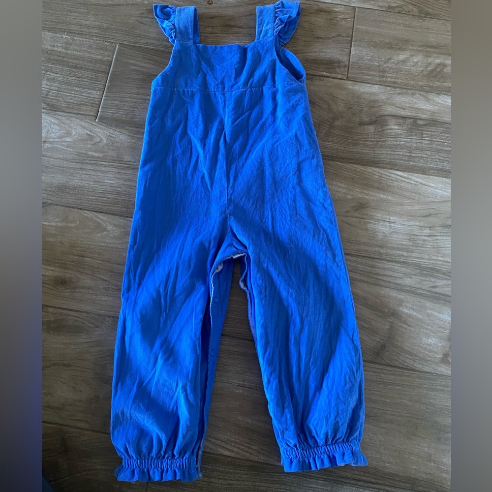 The Beaufort Bonnet Company Royal Blue Girls' Ruffle Strap Overalls